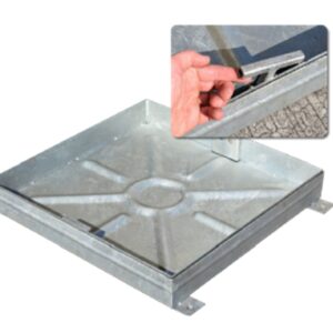 RECESSED MANHOLE COVER 600X450X80MM ALL METAL FRAME, TRAY METAL LIFTING HANDLES