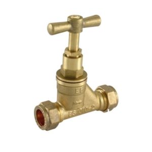 Brass 15mm Compression Mains Water Stop Tap