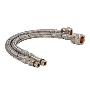 15MM X 10MM MONOBLOC 300MM FLEXIBLE TAP CONNECTOR WRAS - PAIR