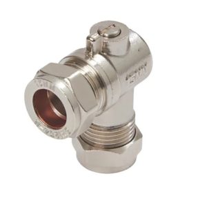 Angled Isolating Valve, Chromed 15mm